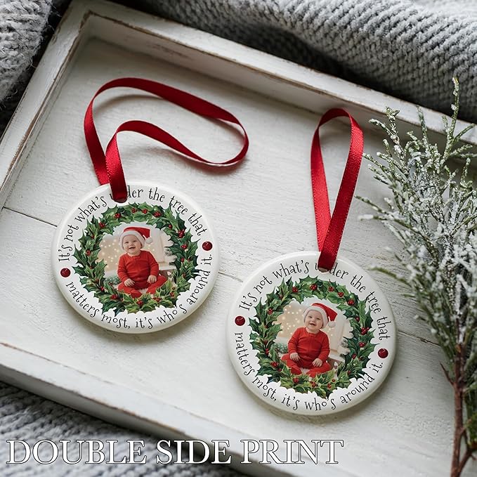 Personalized Baby First Christmas Ornament 2025 with Photo & Name Personalized Christmas Ornaments Custom Ornaments for Christmas Tree Keepsake for Newborn Boy or Girl Gifts