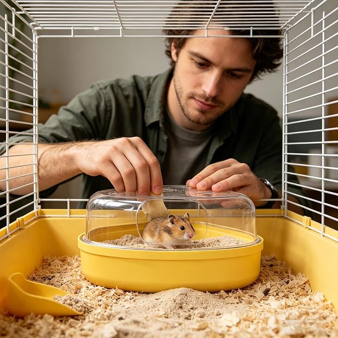 Hamster Sand Box Bathing Digging Transparent Leakproof | Hamster Cage Bathing Sand Box for Mouse Chinchilla Enrichment Play Sleeping Foraging Potty