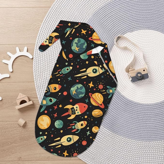 Newborn Swaddle Blankets and Hat Set Soft Cotton Baby Swaddle Wrap Warm Infant Receiving Blanket Space-8