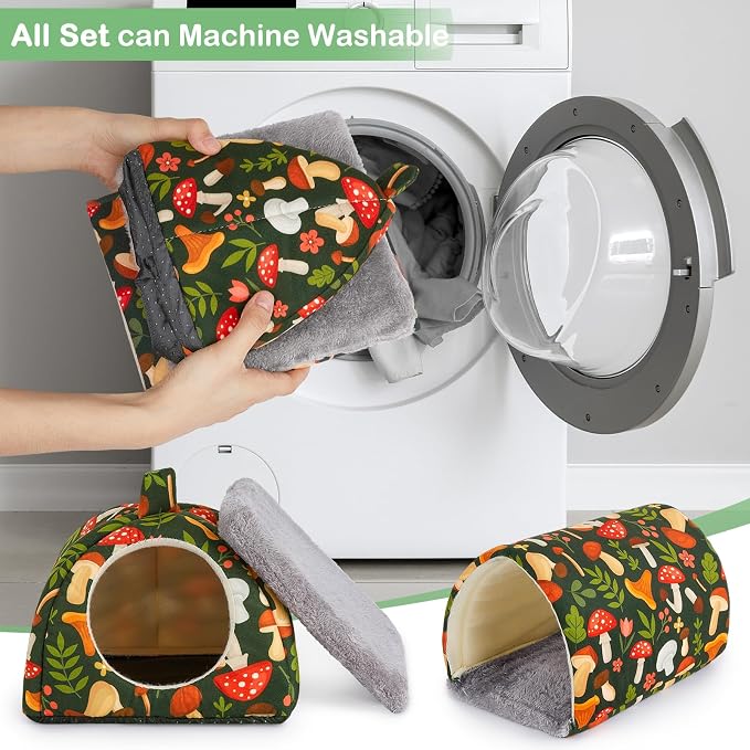 Bienbee Guinea Pig Hideout, 2 Piece Washable Set for Small Animals Small | Guinea Pig Bed With Soft Plush, Resilient Padding, and Easy Machine Washing for Resting Hiding and Tunnel Playing
