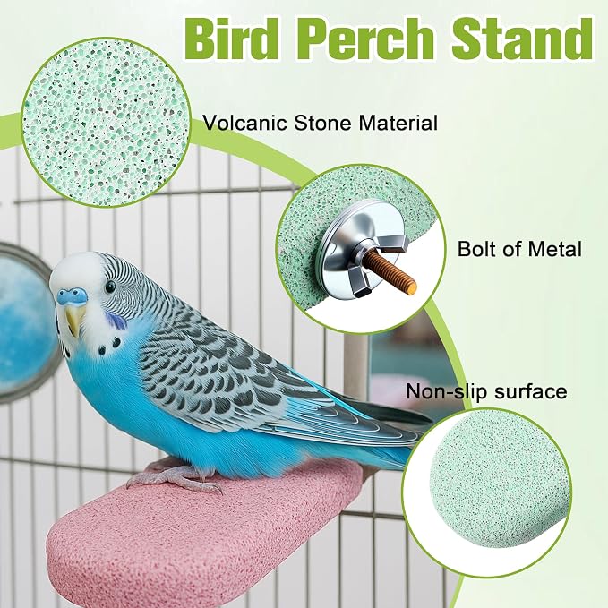 4 Pack Bird Beak Grinding Stone, Pumice Lava Ledge for Birds, Chinchillas, Hamsters, Parrots, Bird Perch Stand Climbing Ledge, Teeth & Beak Grinding Block(Long)