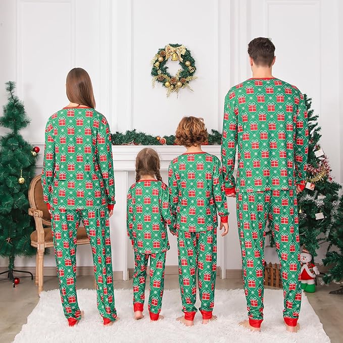 PYAEAS Matching Family Pajamas Sets Christmas PJ's Jammies Holiday Sleepwear Loungewear for Adult Women Men Xmas Outfits