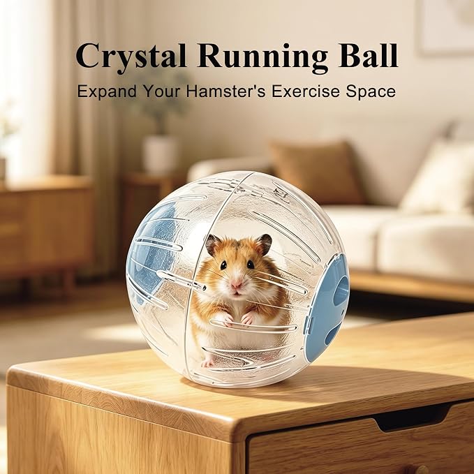 7.3 Inch Clear Hamster Running Ball Relieve Boredom Exercise Play Ball for Guinea Pig Rat Gerbil Hedgehog Small Pets Blue
