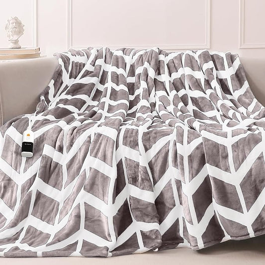 VENTIMI Electric Blanket Heated Throw, 72" x 84" Heated Blanket with 9 Heat Levels & 2 to 10 Hours Auto Off, Fast Heating Blankets with ETL & FCC Certification, Beige