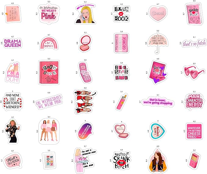 100Pcs Burn Book Stickers for Laptop, Waterbottle - Burn Book Party Decorations & Favors - Gift for Women & Men