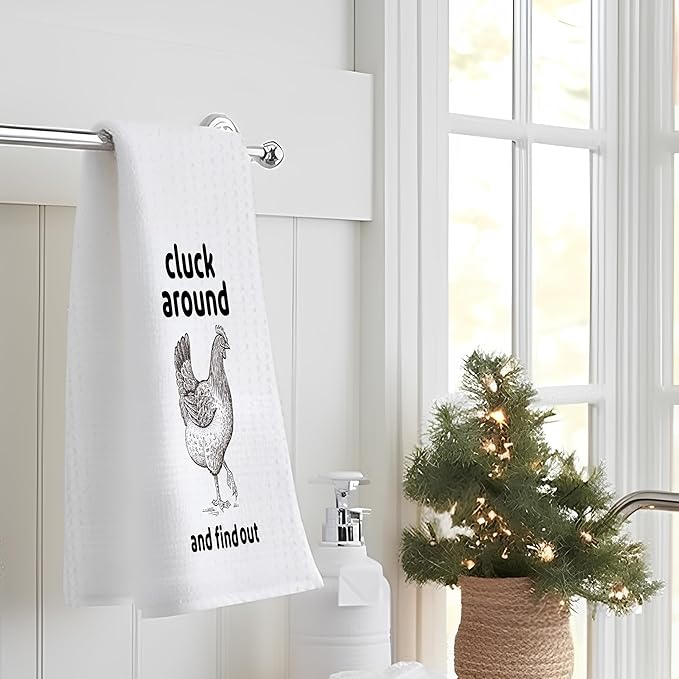 Funny Chicken Gifts Kitchen Towels, Farmhouse Chicken Kitchen Decor, Rustic Rooster Dish Towels, Cute Farmhouse Decor for Kitchen, 16x24 Inch