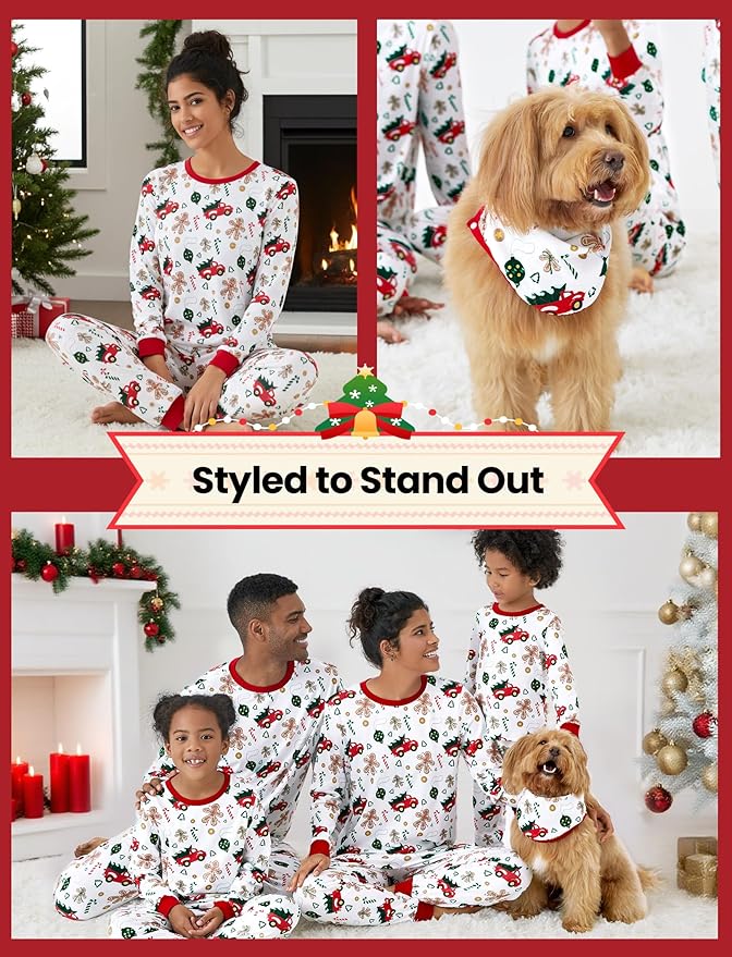 PATPAT Christmas Family Matching Pajama Sets Includes Christmas Socks - Perfect for Family Photos & Holiday Celebrations