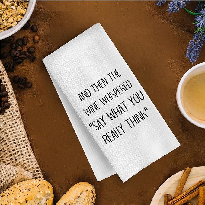Wine Lovers Kitchen Towel - Funny Wine Gifts Decorative Waffle Weave Dish Towels, Tea Hand Towel, Housewarming Gift for Women, 16x24 Inch