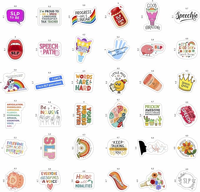 100Pcs SLP Stickers for Water Bottle, Laptop – Speech Therapy Stickers and Decals – SLP Gifts - Funy Speach Therapy Party Supplies - Gifts for Men & Women
