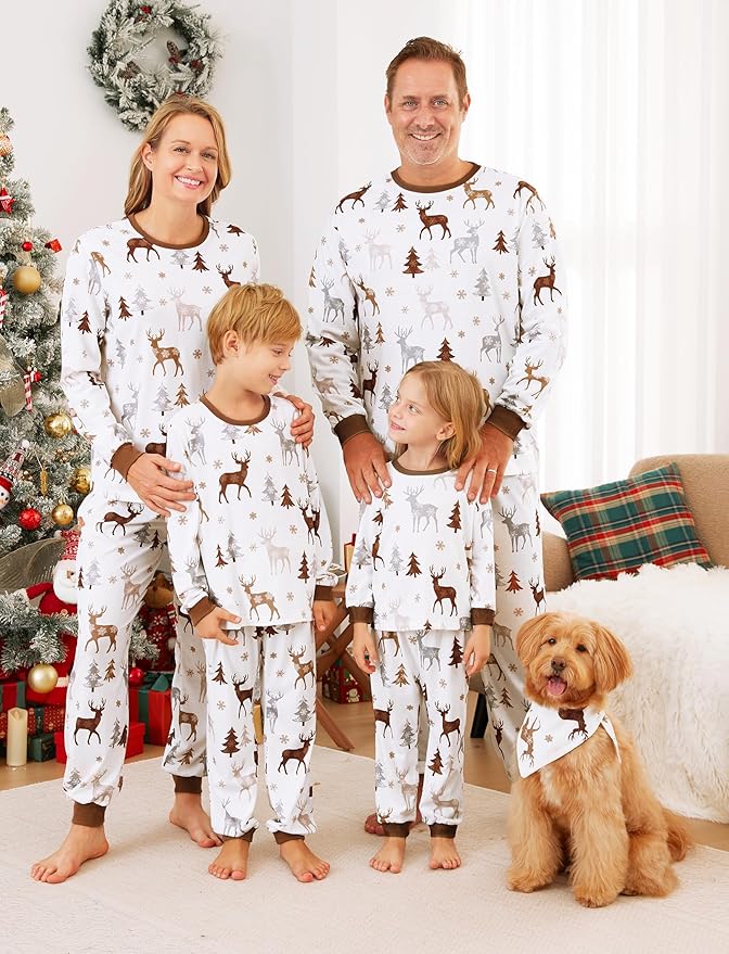 PATPAT Christmas Family Matching Pajama Sets Includes Christmas Socks - Perfect for Family Photos & Holiday Celebrations