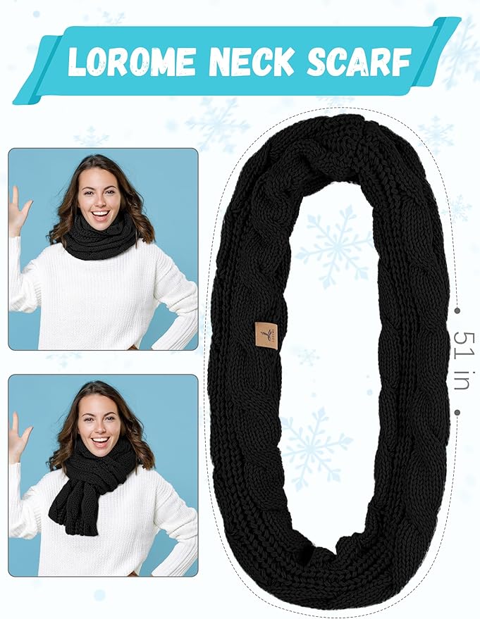 Winter Beanie Hat Scarf Gloves, Warm Fleece Knit Hats Touch Screen Gloves Neck Scarf Set Winter Gifts for Unisex Adult