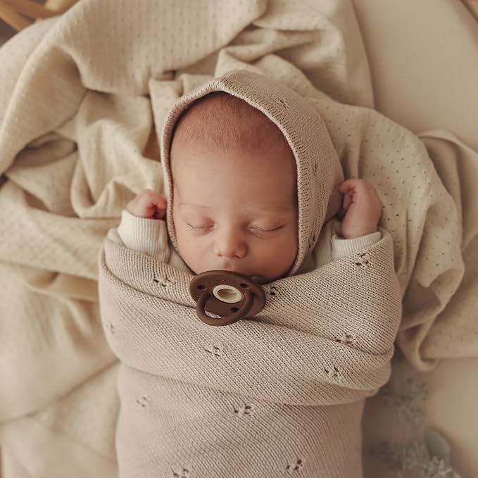 Organic Pointelle Baby Blanket + Hat Gift Set for Boys & Girls - 100% Soft Luxury Cotton Swaddle Blanket + Bonnett Registry for Newborns & Infants (Dove Grey + Hat)