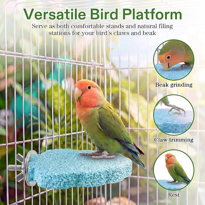 4 PCS Bird Beak Grinding Stone, Bird Perches for Cage, Parrot Perch Stand | For Small Medium Cockatiel Lovebird Finch Chinchillas Hamsters, Climbing Ledge, Grinding Claws and Beaks, Tree-shaped Design