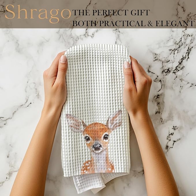 Cute Deer Bathroom Hand Towels, Kids Bathroom Decor, Deer Gifts, Forest Animal Nursery Decorative Hand Towels for Kids Bath Room Washroom Toilet, 16x24 Inch