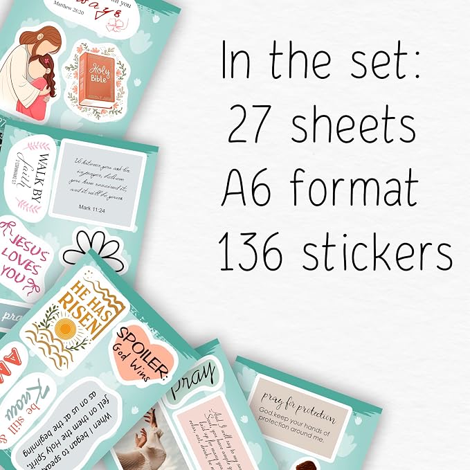 100Pcs Christian Religious Stickers - Prayer Board Supplies Kit for Women - Christian Gifts, Party Supplies - Faith, Praying Stickers- Gift for Women & Men