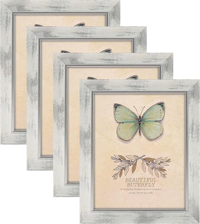 XUANLUO 8x10 Picture Frames Set of 4 Rustic Retro Photo Frame with HD Plastic Cover for Wall Mount and Tabletop Display Family Friends Wedding Gift