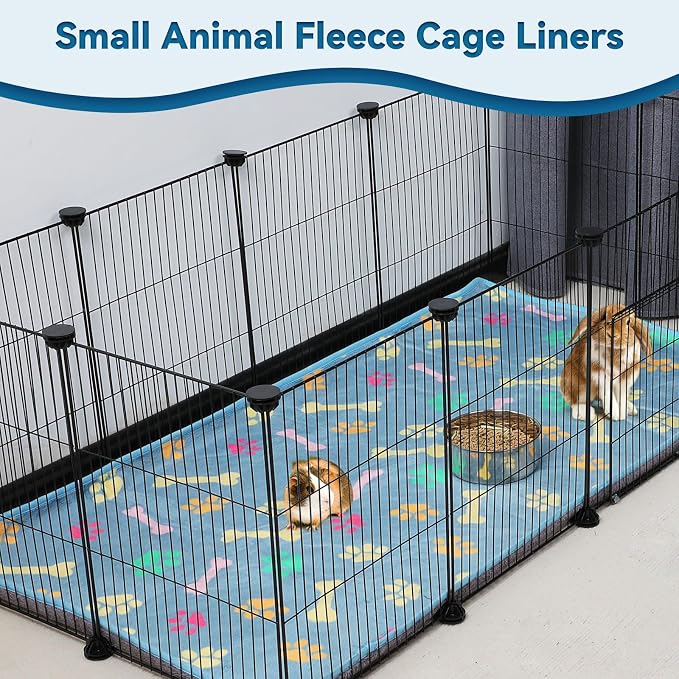 YUEPET 3 Pack Waterproof Guinea Pig Blankets, Fleece Cage Liners, L | Guinea Pig Fleece Cage Liners, Waterproof Backing, Machine Washable, Soft Fleece Surface, 48 x 24 in