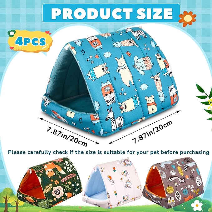 Cinnvoice Guinea Pig Hideout Bed Washable House Cage, Forest, 7.9 in | Soft Tunnel for Hamster Rabbit Bunny Chinchillas Hedgehog Mice Rat, Cozy Hideaway Habitat Accessories, Removable Cushion Pad