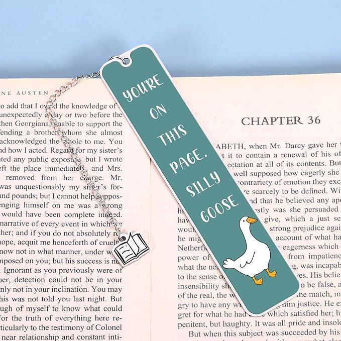 Aiseavril Cadeau Green Goose Bookmark - Stainless Steel - 1 pc for Book Lovers