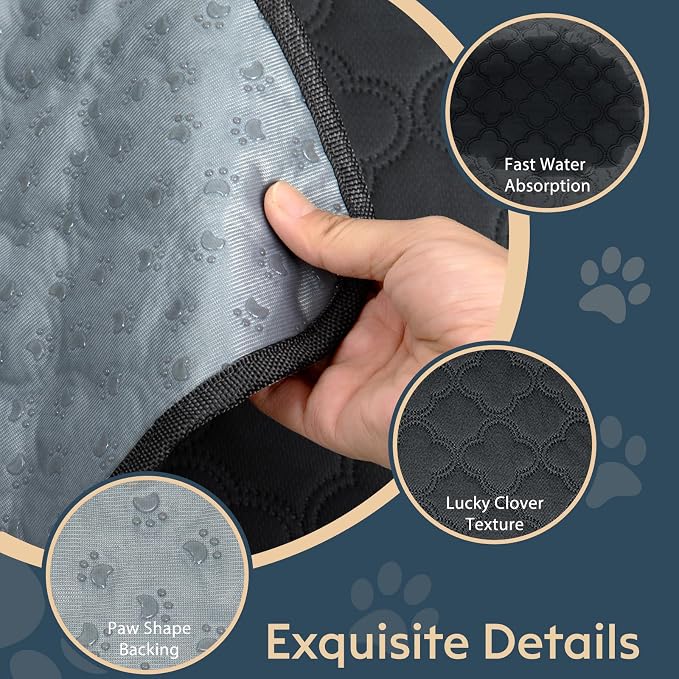 FunFurry Washable Pee Pads - 2 Pack Reusable, Waterproof, Super Absorbent Dog Training Pads with Non-Slip Backing (Dark Grey, 41" X 41")