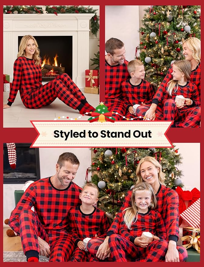 PATPAT Christmas Family Matching Pajama Sets Includes Christmas Socks - Perfect for Family Photos & Holiday Celebrations