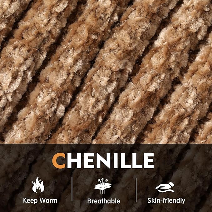 Winter Beanie Hat Circle Scarf Gloves Set for Men Women, Thick Warm Chenille Skull Cap Touchscreen Gloves Neck Warmer
