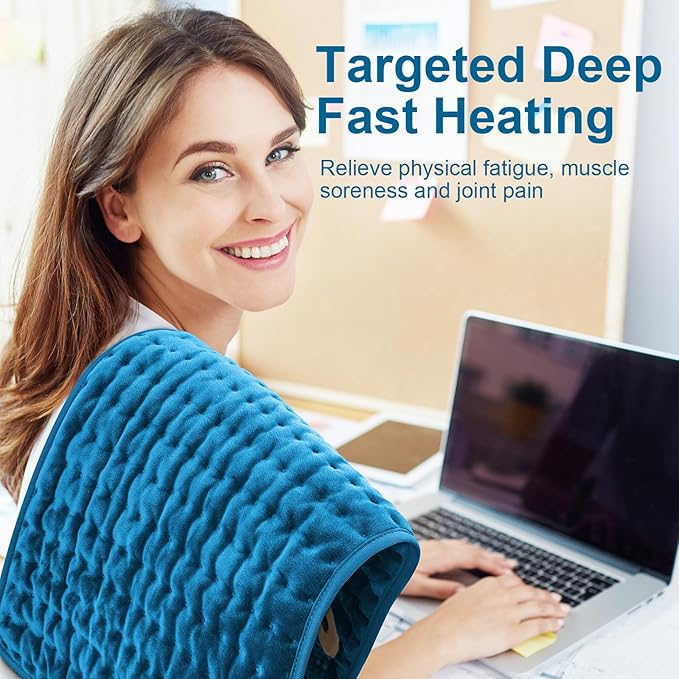 Heating Pad for Back, Electric Heating Pads for Cramps/Abdomen/Waist/Shoulder with 6 Heat Settings and Auto-Off, Moist/Dry Heat pad, Christmas Gifts for Women Men Mom Dad, 16" x 24"