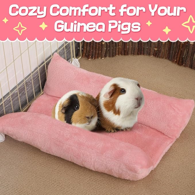 Alphatool 15.7" x 14" Soft Bunny Bed - Rabbit Bed, Warm Cuddle Cushion Plush Mat for Guinea Pig, Ferret, Small Animal - Pink