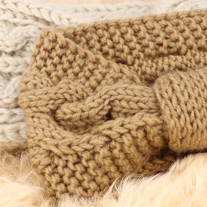DRESHOW Winter Knit Chunky Headbands for Women Crochet Turban Knitted Ear Warmer Fashion Head Wrap 6 Pack
