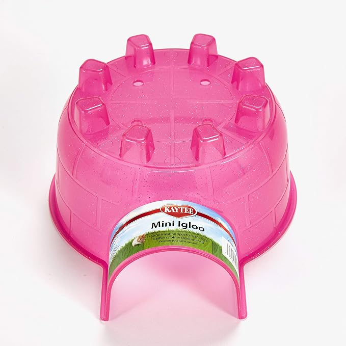 Kaytee Igloo Habitat Hideout for Hamster, Gerbil, Rat, Mini | Cozy hamster hideout. Translucent hamster house. Rat hideout, easy-clean plastic, air vents
