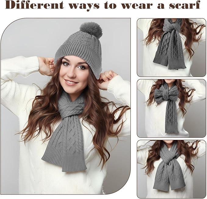 Geyoga 6 Pcs Winter Warm Set for Women Warm Beanies Hats Touchscreen Gloves Long Scarf Ear Muffs Socks Winter Gifts for Women