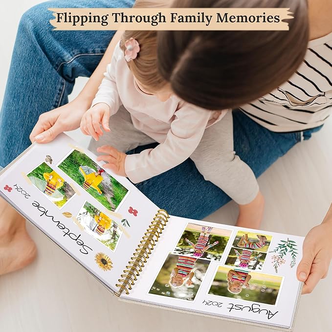 Scrapbook Photo Album Linen Cover, 12 x 12 Inch Hardcover Kraft White Pages Memory Book, for Travel Wedding Guest Book Christmas Baby Shower (40 Sheets/ 80 Pages,Black)