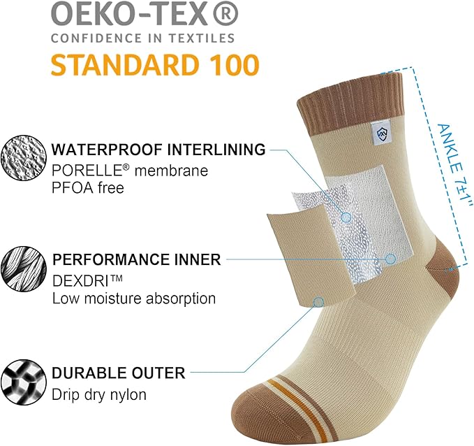 DexShell Waterproof Everyday Socks - Breathable Membrane, Quarter Crew Length for Walking, Commuting & All-Weather Comfort