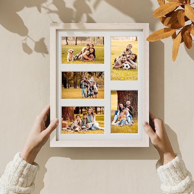 Vittanly 11x14 Collage Picture Frame, Displays 5Pcs 4x6 Pictures with Mat or 1Pcs 11x14 without Mat for Wall Mounting, Picture Frames Collage Wall Decor in Cornsilk, 1 Pack