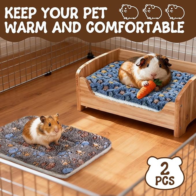 2 Pcs Guinea Pig Bed, Washable Rabbit Bunny Bed Mat Warm Small Animal Bed Pad Guinea Pig Pillow Pet Bed Mat for Chinchilla Hedgehog Ferret