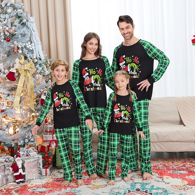 Christmas Family Pajamas Set Matching Holiday Plaid Sleepwear Set Reindeer/Tree Print Loungewear for Xmas Eve
