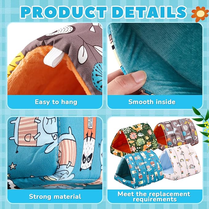 Cinnvoice Guinea Pig Hideout Bed Washable House Cage, Forest, 9.8 in | Soft Tunnel for Hamster Rabbit Bunny Chinchillas Hedgehog Mice Rat, Cozy Hideaway Habitat Accessories, Removable Cushion Pad