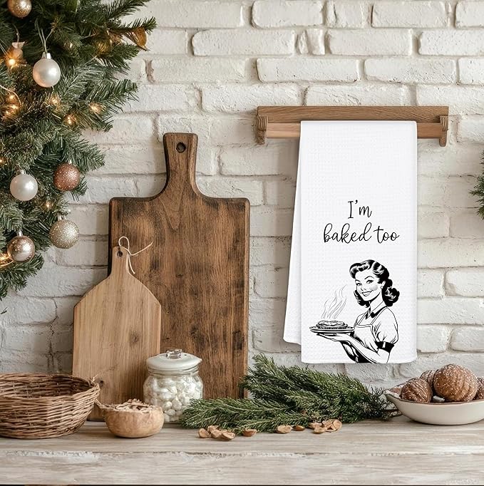 Funny Baking Kitchen Towels, Tea Towels for Baking, Gifts for Bakers Women Decorative Dish Towel for Kitchen Decor, Gifts for Baking Lovers, 16x24 Inch