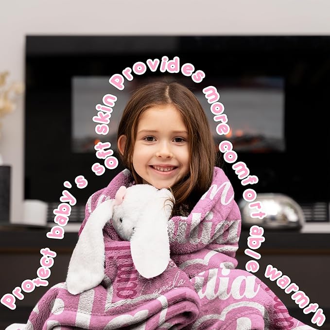 Ships Next Day- Custom Blanket with Name, Personalized Kids Throw Blankets, Teen Girl Gifts Trendy Stuff, Christmas Birthday Gifts for Boys Girls