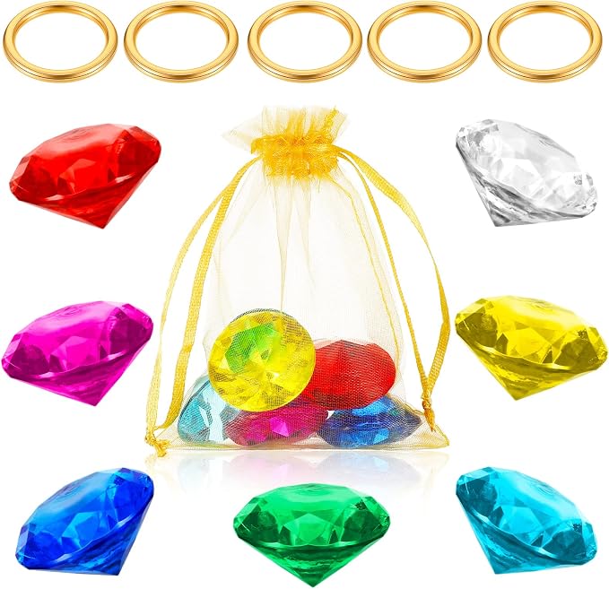 ZCYSRLQIN 12 Pcs Gold Round Ring Set Acrylic Diamond Gemstone Jewelry Alloy Halloween Party Hunting Cake Ornament Gift Bag Blue Hedgehog Power Ring (Classical Style)