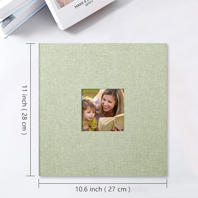 Vienrose Large Photo Album Self Adhesive for 4x6 8x10 10x12 Pictures Linen Scrapbook Album DIY 40 Blank Pages with A Metallic Pen