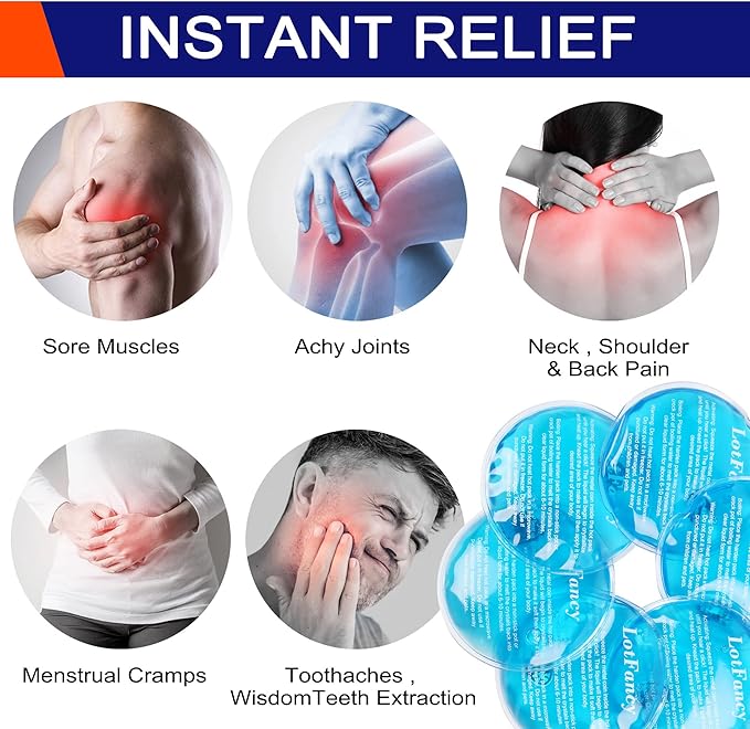 LotFancy Reusable Hand Warmer, 6 Click Activated Instant Heat Packs and 1 Wrap, Gel Heating Pad, Snap Hot Therapy Compress for Pain Relief, Outdoor & Small Portable Size