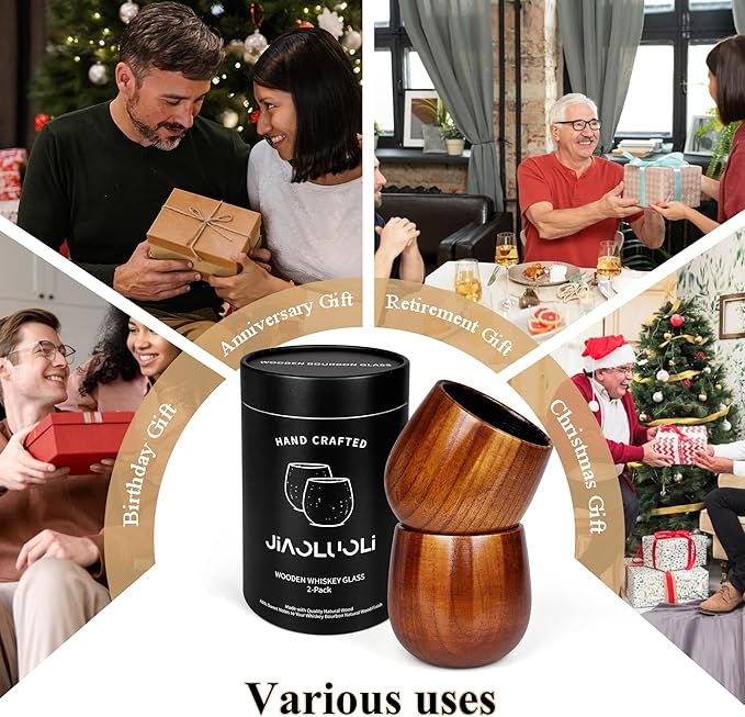 Charred Wooden Bourbon Drinking Glass, Whiskey Grail, Bourbon Gifts for Men, Finished Wooden Old Fashioned Glass, Great Whiskey Gifts for Men, Dad