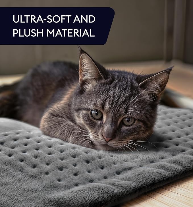 GENIANI Electric Throw - XXL 18"x26" Heating Pad for Back Pain & Cramps Relief, Auto Shut Off, Machine Washable, Heat Pad, for Women, Men, Heat Patches (Tabby Gray)
