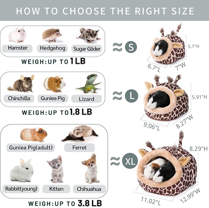 JanYoo Warmer Hedgehog Supplies Toys House Cage Accessories Bed Sleeping Bag (L,Giraffe)