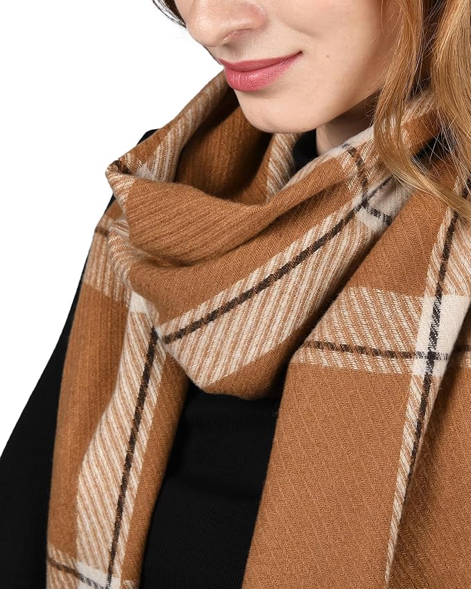 FURTALK Winter Scarf for Women Shawl Soft Tassel Plaid Large Oversized Scarves Wraps