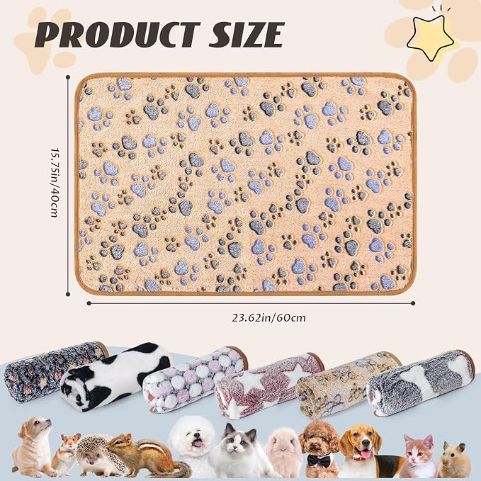 YedsIntu 6 Pcs Absorbent Guinea Pig Blankets Washable Small Animal Fleece Bedding Cage Liners Reusable Pet Pee Pad Sleep Mat Pad Cover for Hamster Ferret Rabbit Chinchilla Hedgehog (16"x24")