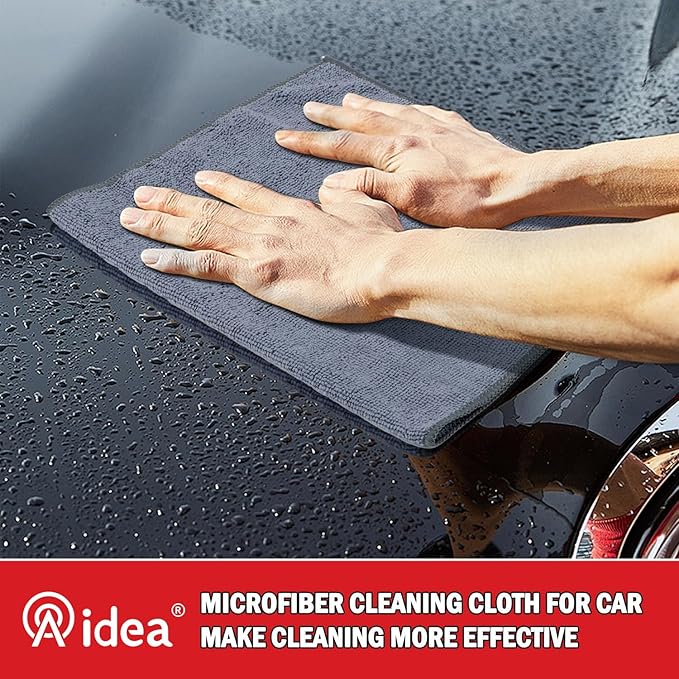 AIDEA Microfiber Cleaning Cloth 24 Pack, Microfiber Towels for Cars, Soft & Absorbent Cleaning Rags, Premium Lint Free Shop Towels for House, Kitchen, Car, 12inx16in, Grey