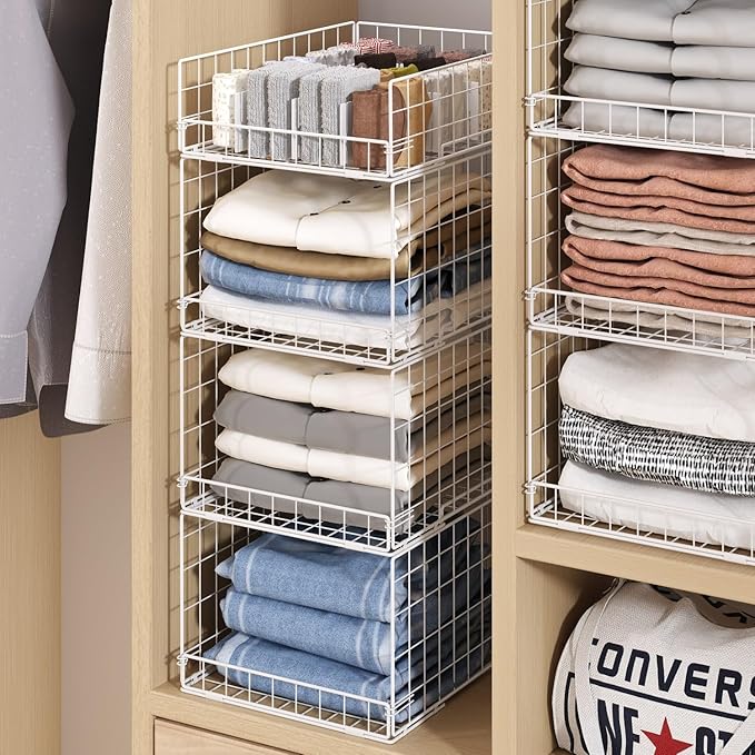 Closet Organizers and Storage Shelves for Clothes, Collapsible Stackable Storage Bins Organizer Baskets Containers Drawers for Truck Camper Closet RV Closets Pantries Cupboard Wardrobe