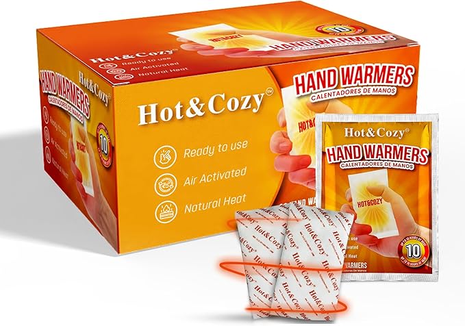 Hot&Cozy Hand Warmers - Super Long Lasting Safe Natural Air Activated Warmers - Odorless Hot Hand Warmer -Up to 10 Hours of Heat - 96 Packs - 48 Pair